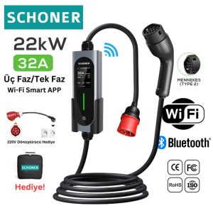 SCHONER SMART 22kW, 5 Metre, Taşınabilir Araç Şarj İstasyonu